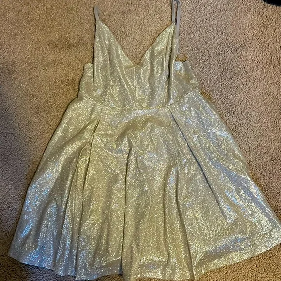 Lulus | Dresses | Lulus Silver Sparkling Skater Homecoming Dress